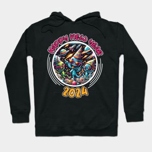 Celebrate New Year 2024 Aliens Squad Hoodie